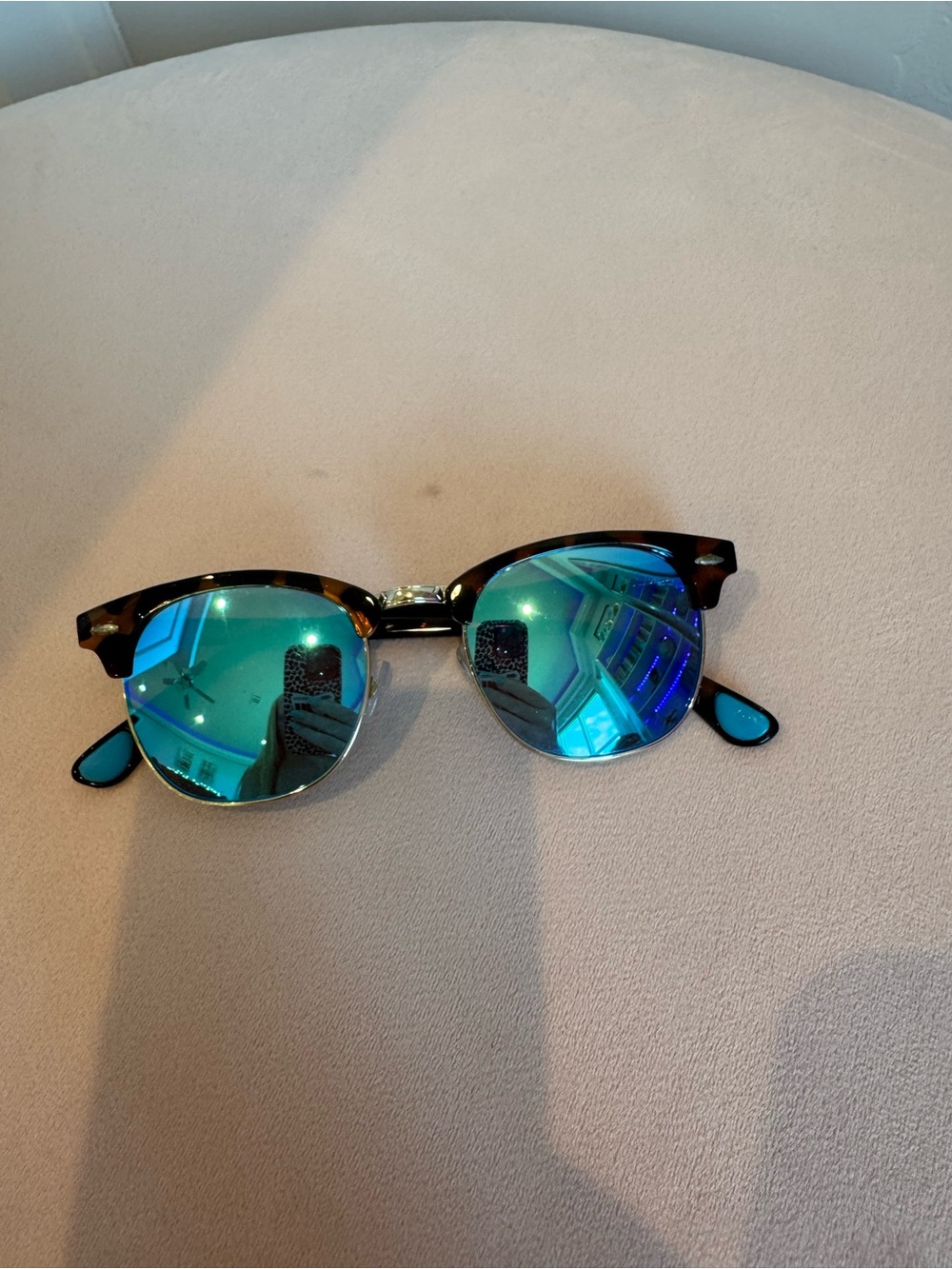 Fila Tortoiseshell Sunglasses with Blue-Green Mirrored Lenses